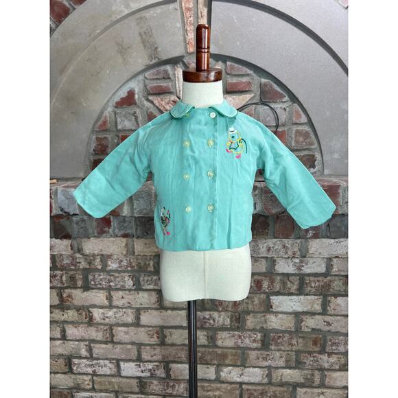 kids jacket double breasted embroidered ducks 1950s - Picture 5 of 11